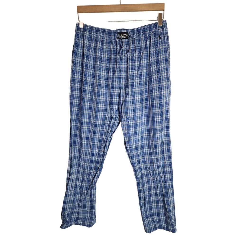 Polo Ralph Lauren Sleepwear Pants Men's Large Pockets Plaid Blue‎
